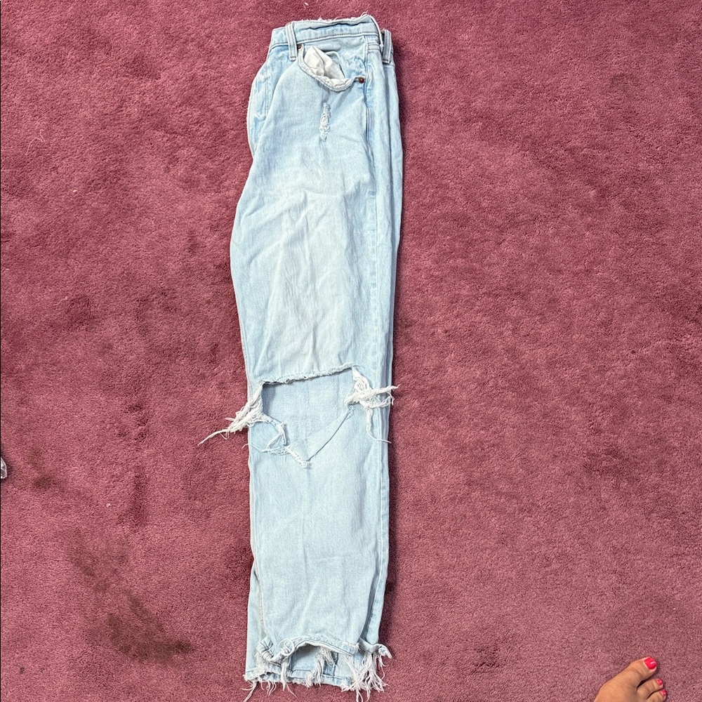 Abercrombie & Fitch Sky Blue Ripped Boyfriend Jeans